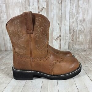 Ariat Brown Leather Western Cowgirl Boots‎ Kids Size 8 1/2 B